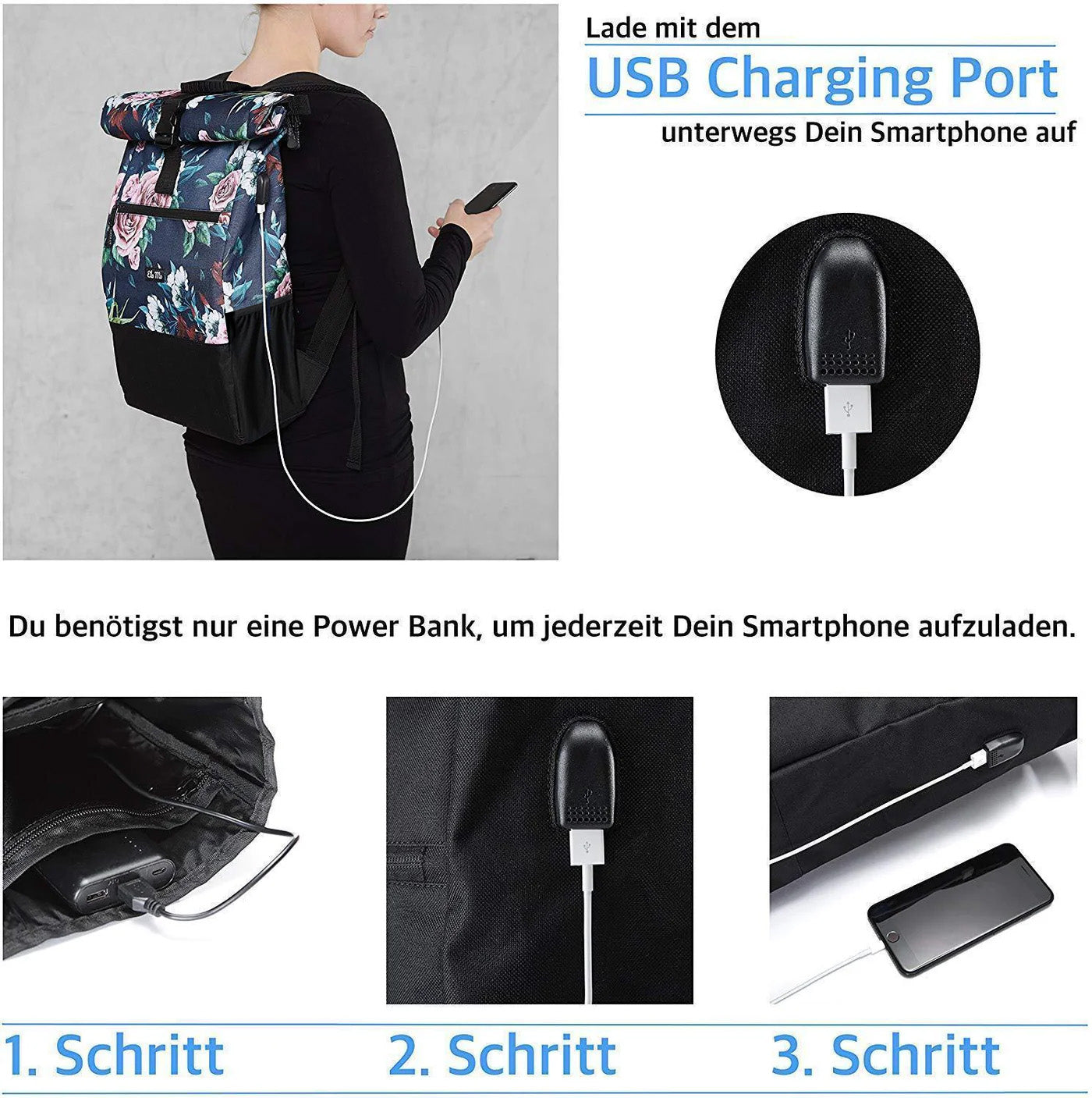 A Rose Is A Rose Ela Mo™ Rolltop Rucksack | A Rose