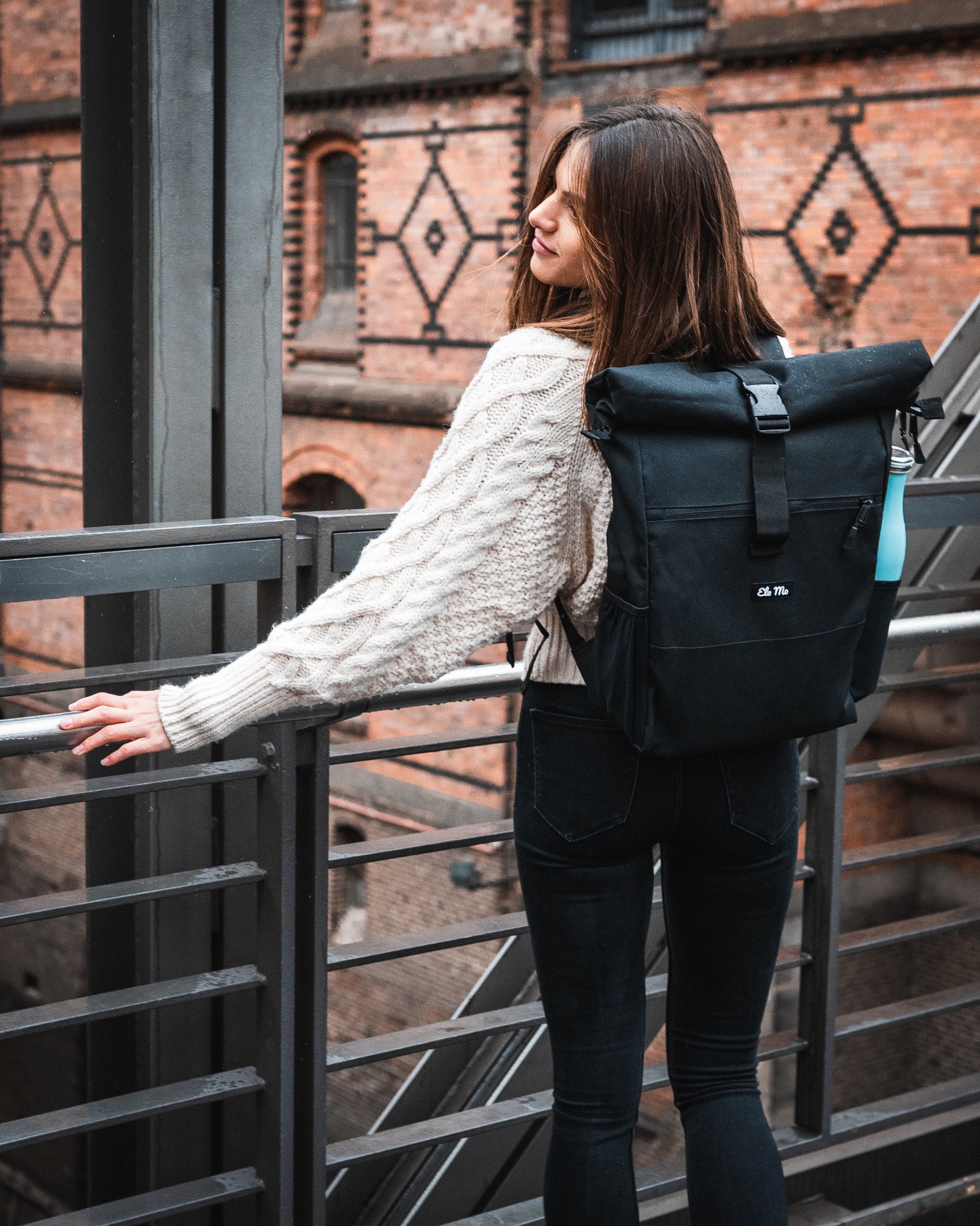 Black Ela Mo™ Rolltop Rucksack | Black