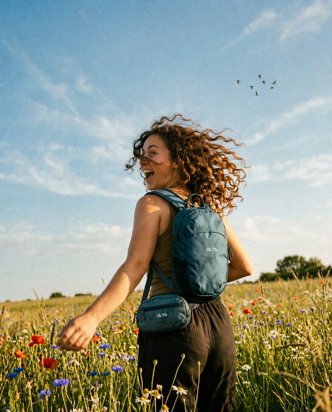 Ela Mo™ Active Duo Rucksack + Hip Bag | Birds