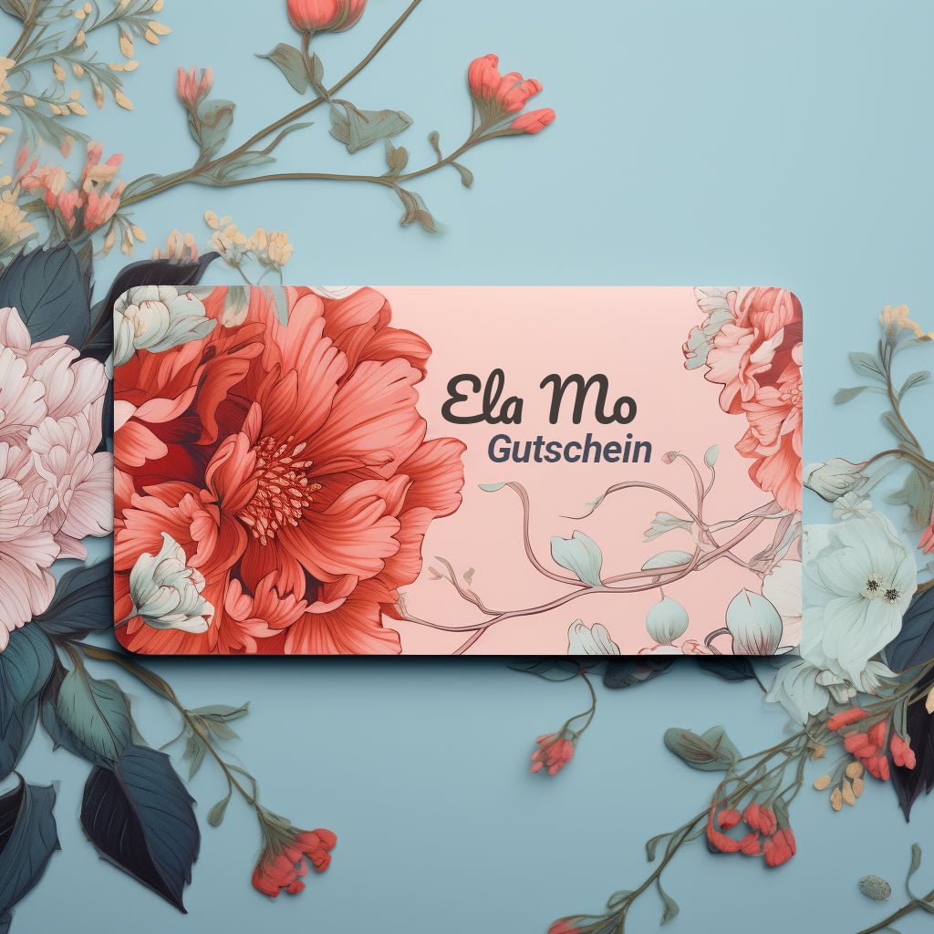 Ela Mo™ Digitaler Geschenkgutschein. Ein digitaler Geschenkgutschein mit floralem Muster.