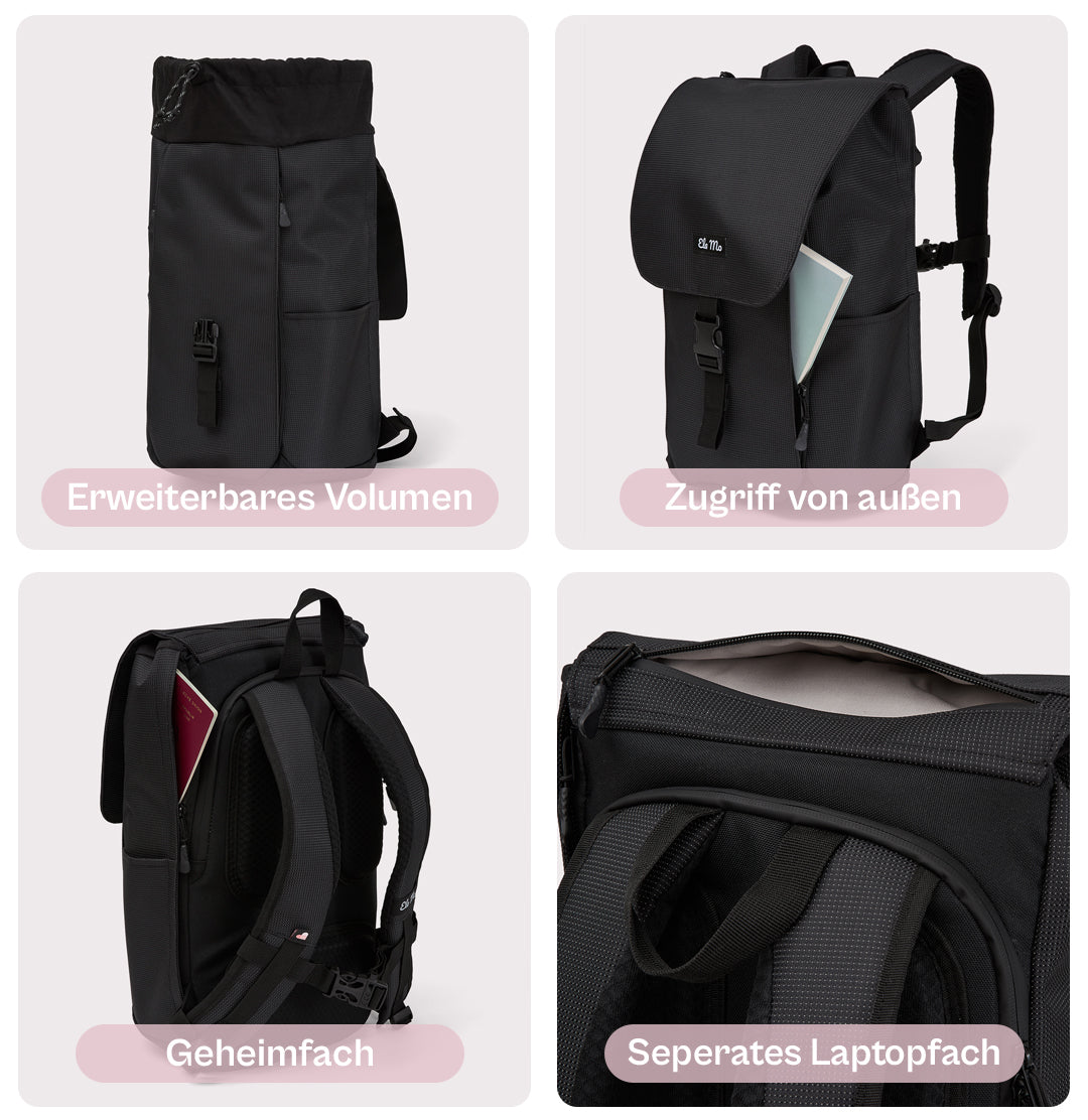 Ela Mo™ Everywhere Rucksack | Black Reflective
