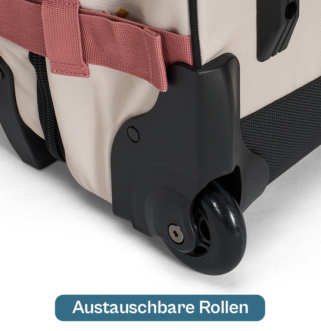 Ela Mo™ Reisetasche mit Rollen 42 Liter | Embroidery Edition Losy. Geblümte Tasche mit austauschbaren Rollen.
