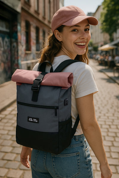 Ela Mo™ Rolltop Rucksack | Salmon