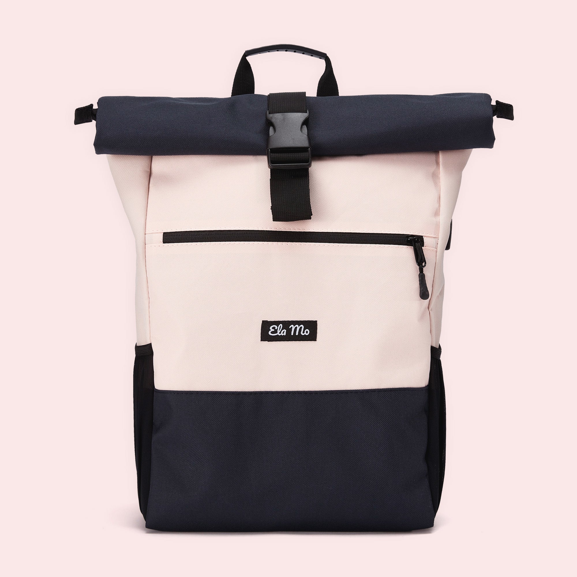 Pink & Blue Ela Mo™ Rolltop Rucksack | Pink & Blue