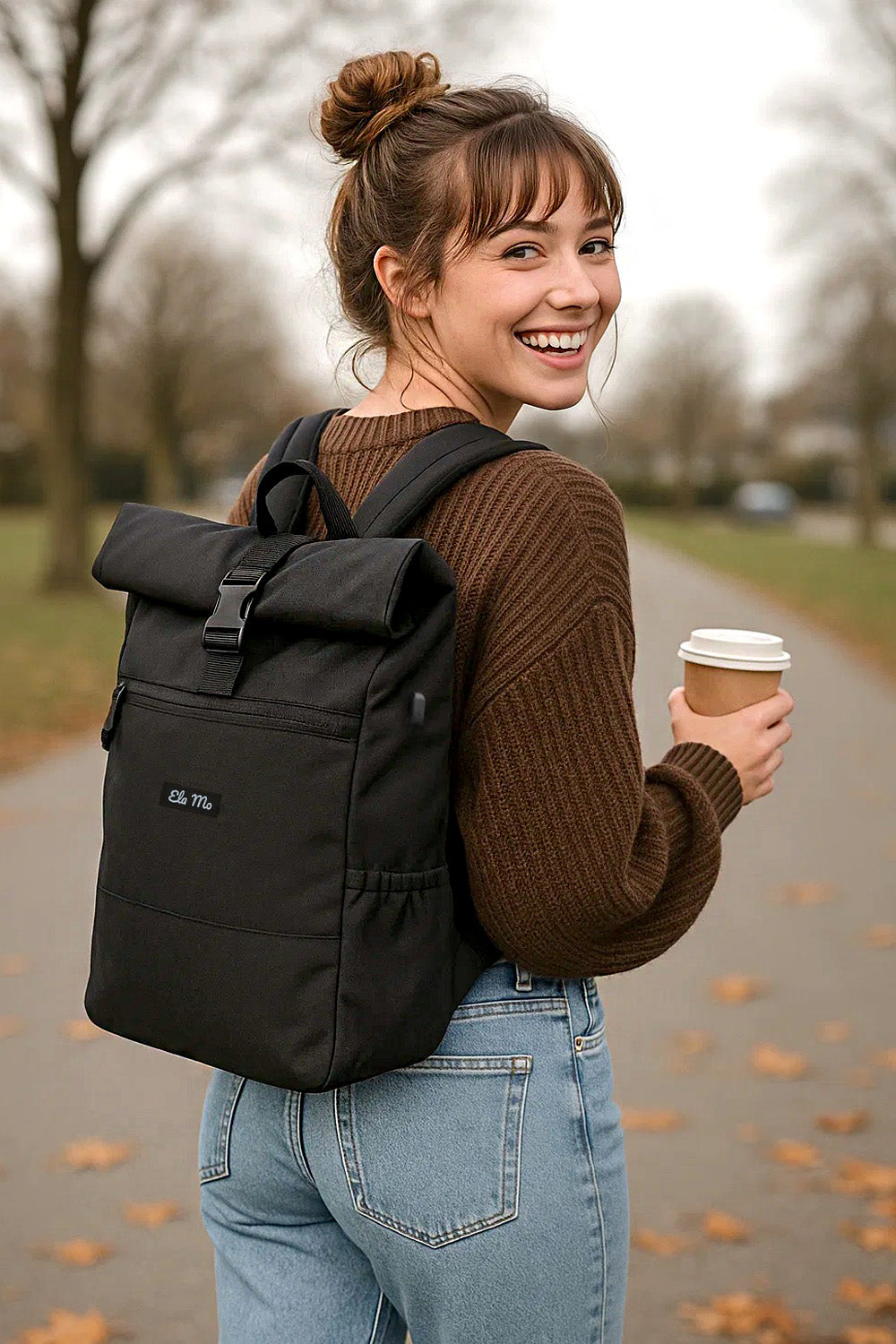 Ela Mo™ Rolltop Rucksack | Black