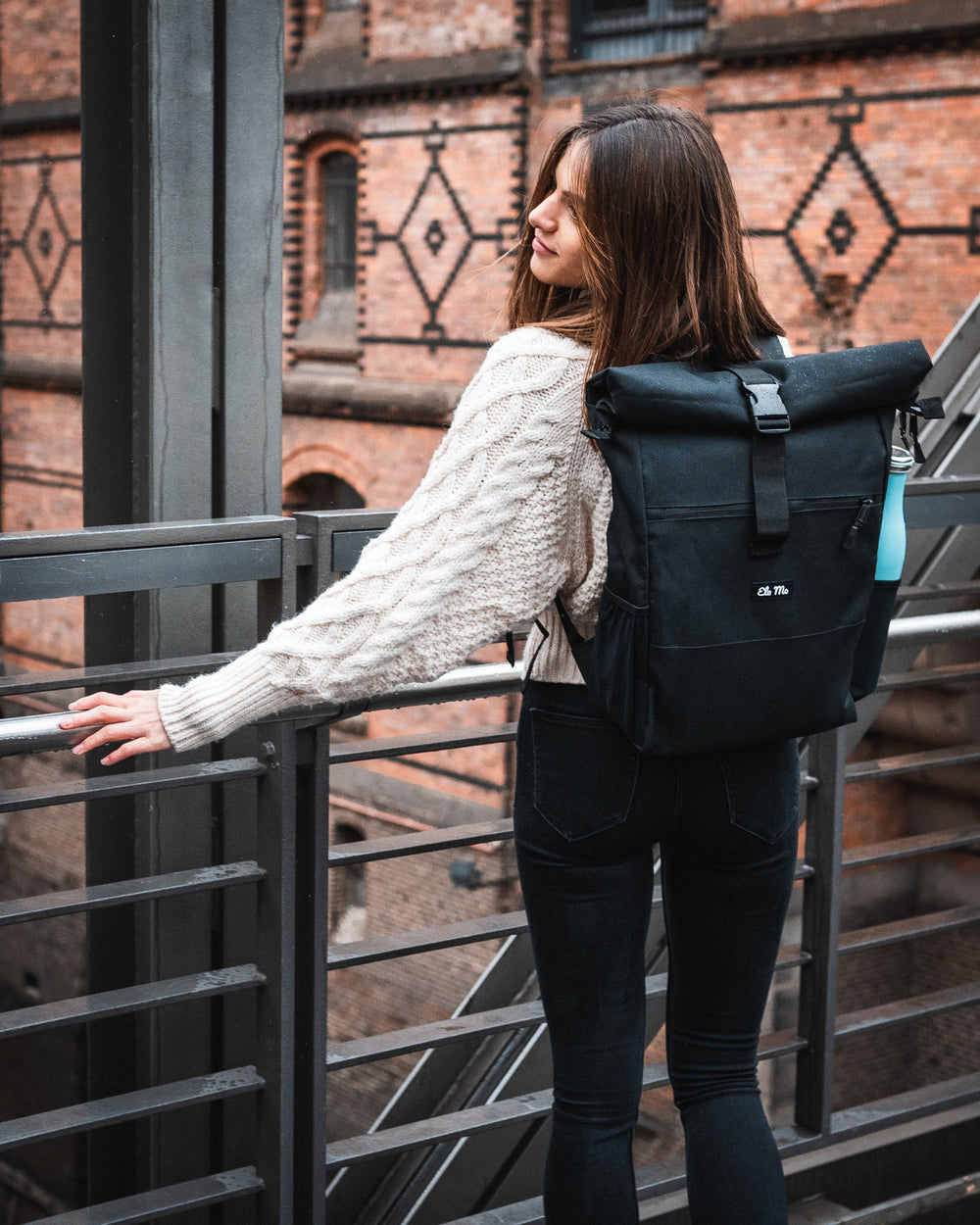 Black Ela Mo™ Rolltop Rucksack | Black