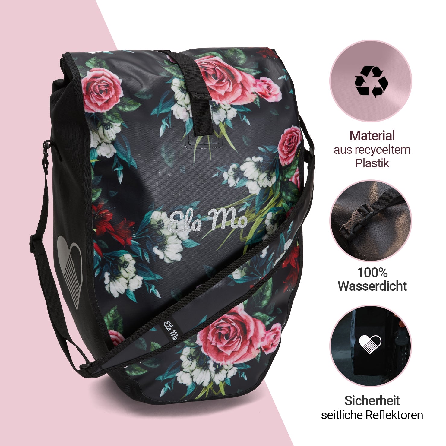 Ela Mo™ Fahrradtasche für Gepäckträger | A Rose