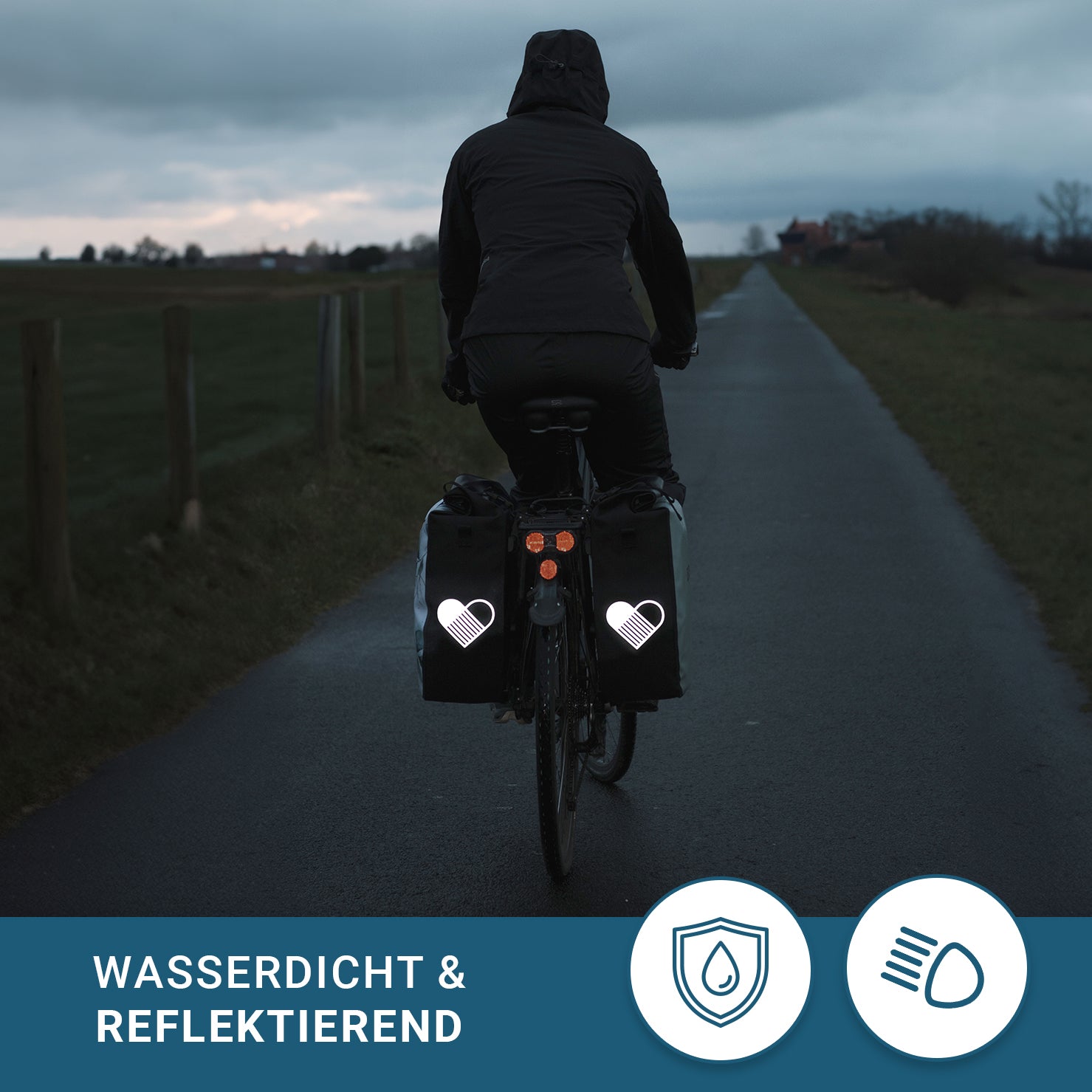 Ela Mo™ Fahrradtasche für Gepäckträger | Black Reflective