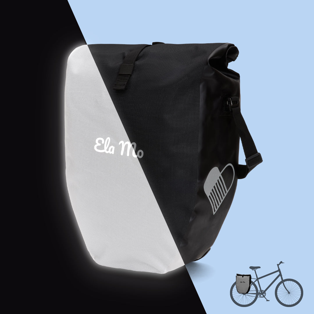 Ela Mo™ Fahrradtasche für Gepäckträger | Black Reflective