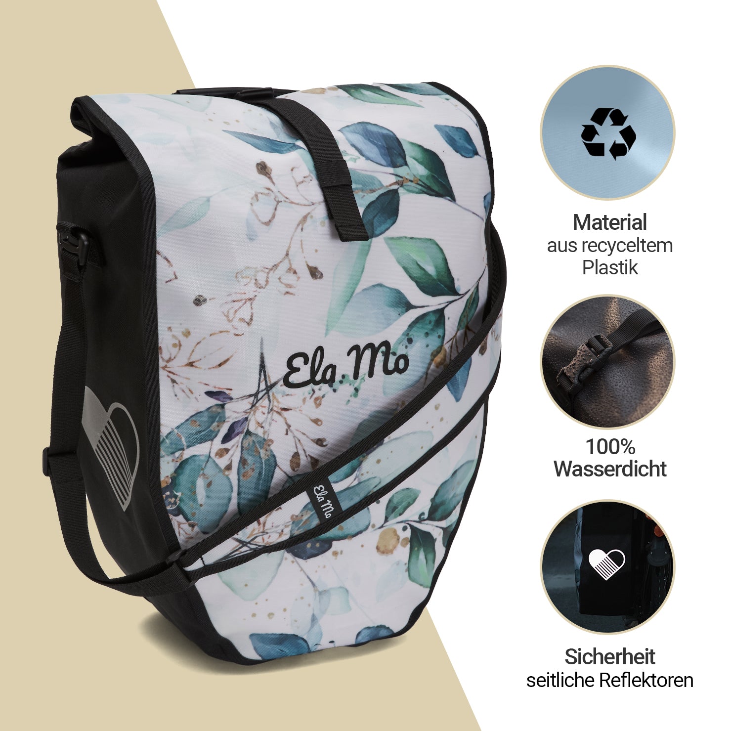 Ela Mo™ Fahrradtasche für Gepäckträger | Waterleaf Gold