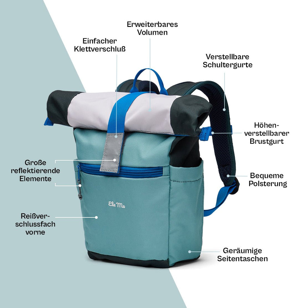 Ela Mo™ Kinderrucksack (6-10 Jahre)  | Blue Mint