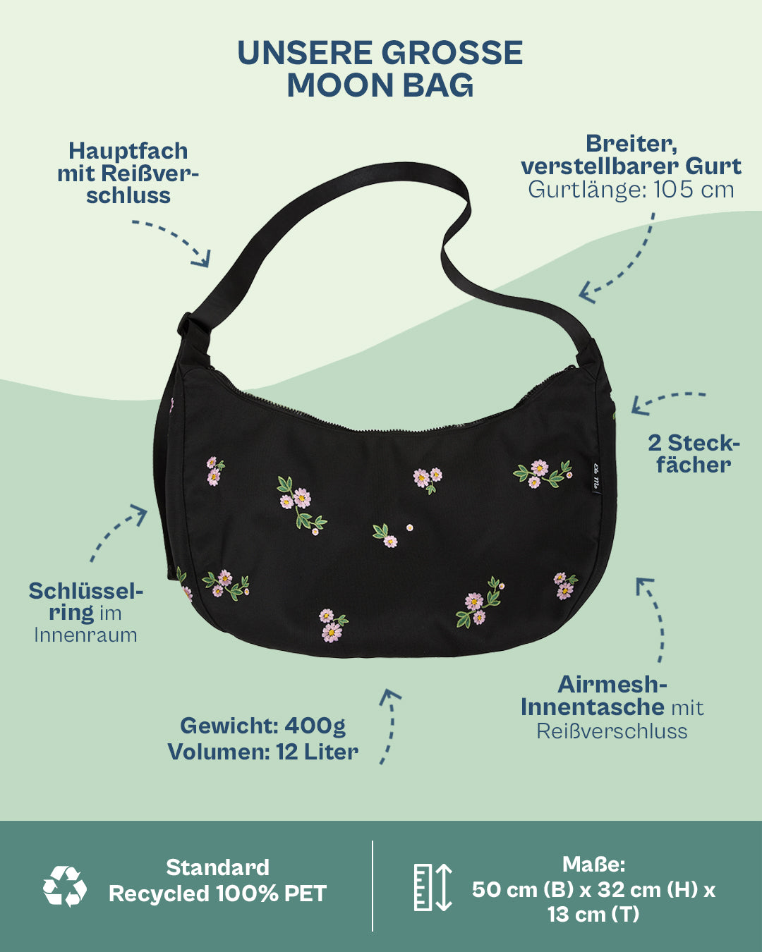Ela Mo™ Moon Bag Large | Embroidery Edition Upsy Daisy