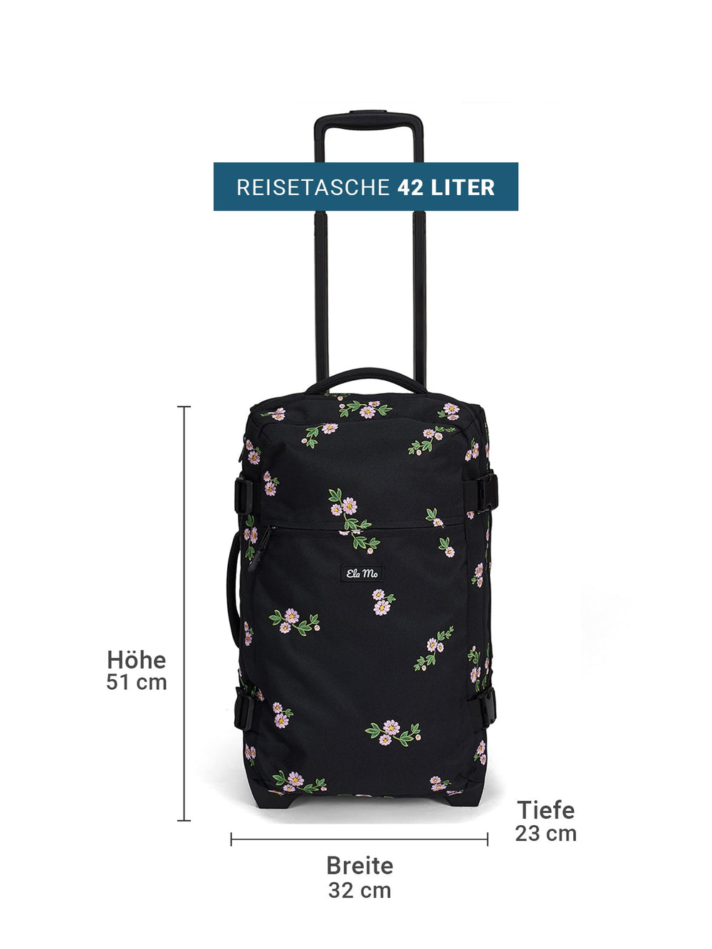 Ela Mo™ Reisetasche mit Rollen 42 Liter | Embroidery Edition Upsy Daisy