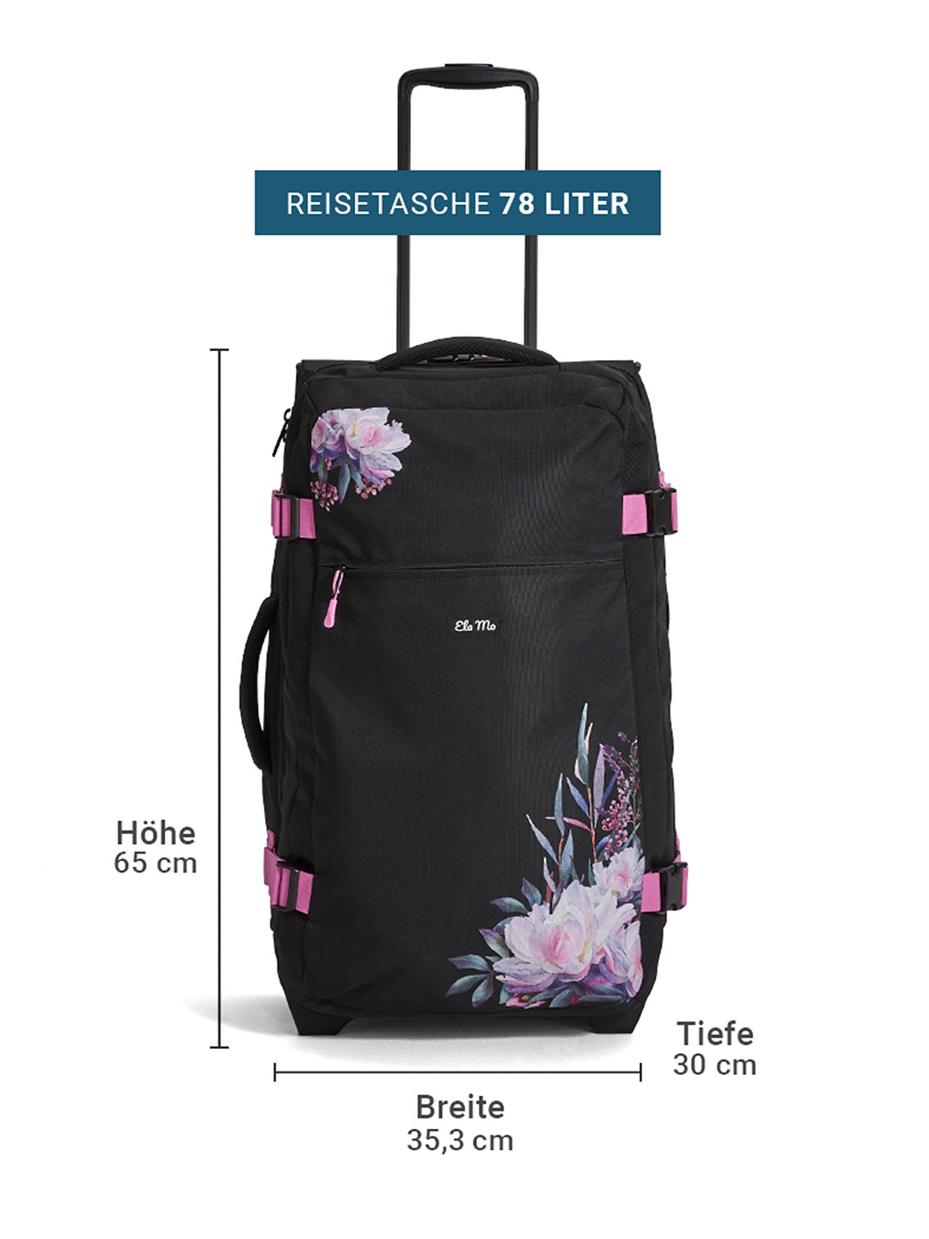 Ela Mo™ Reisetasche mit Rollen 78 L | Beauty in Darkness