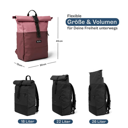 Ela Mo™ Rolltop Rucksack | Coated Edition Dark Berry
