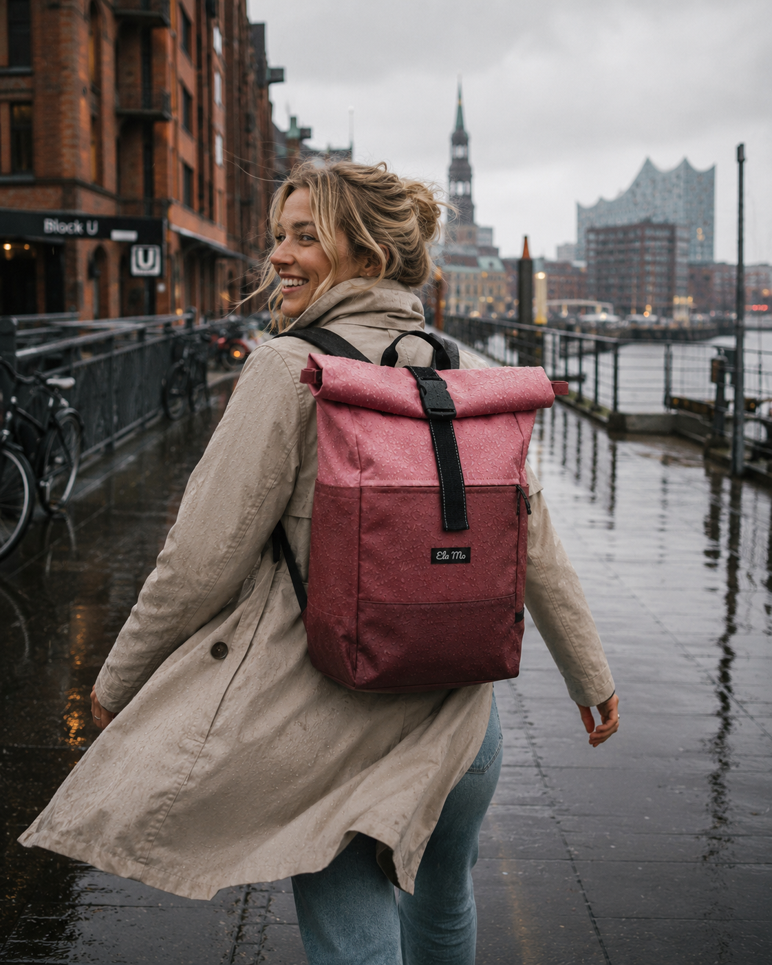 Ela Mo™ Rolltop Rucksack | Coated Edition Dark Berry