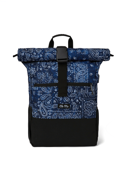 Ela Mo™ Rolltop Rucksack | Denim Paisley
