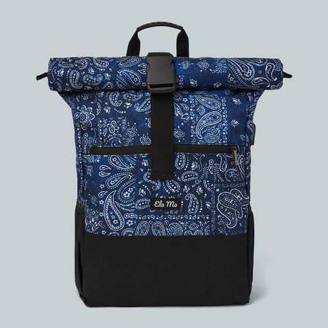 Ela Mo™ Rolltop Rucksack | Denim Paisley