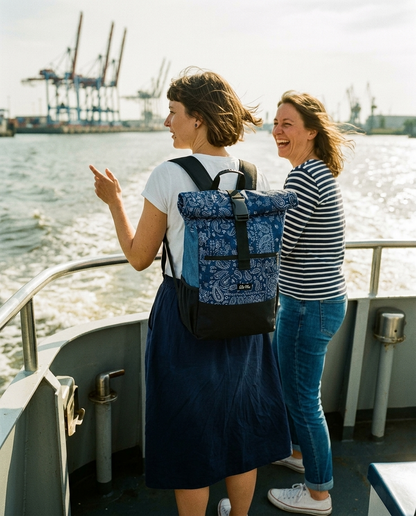 Ela Mo™ Rolltop Rucksack | Denim Paisley