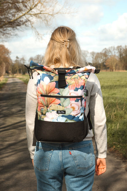 Ela Mo™ Rolltop Rucksack | Orange Lily