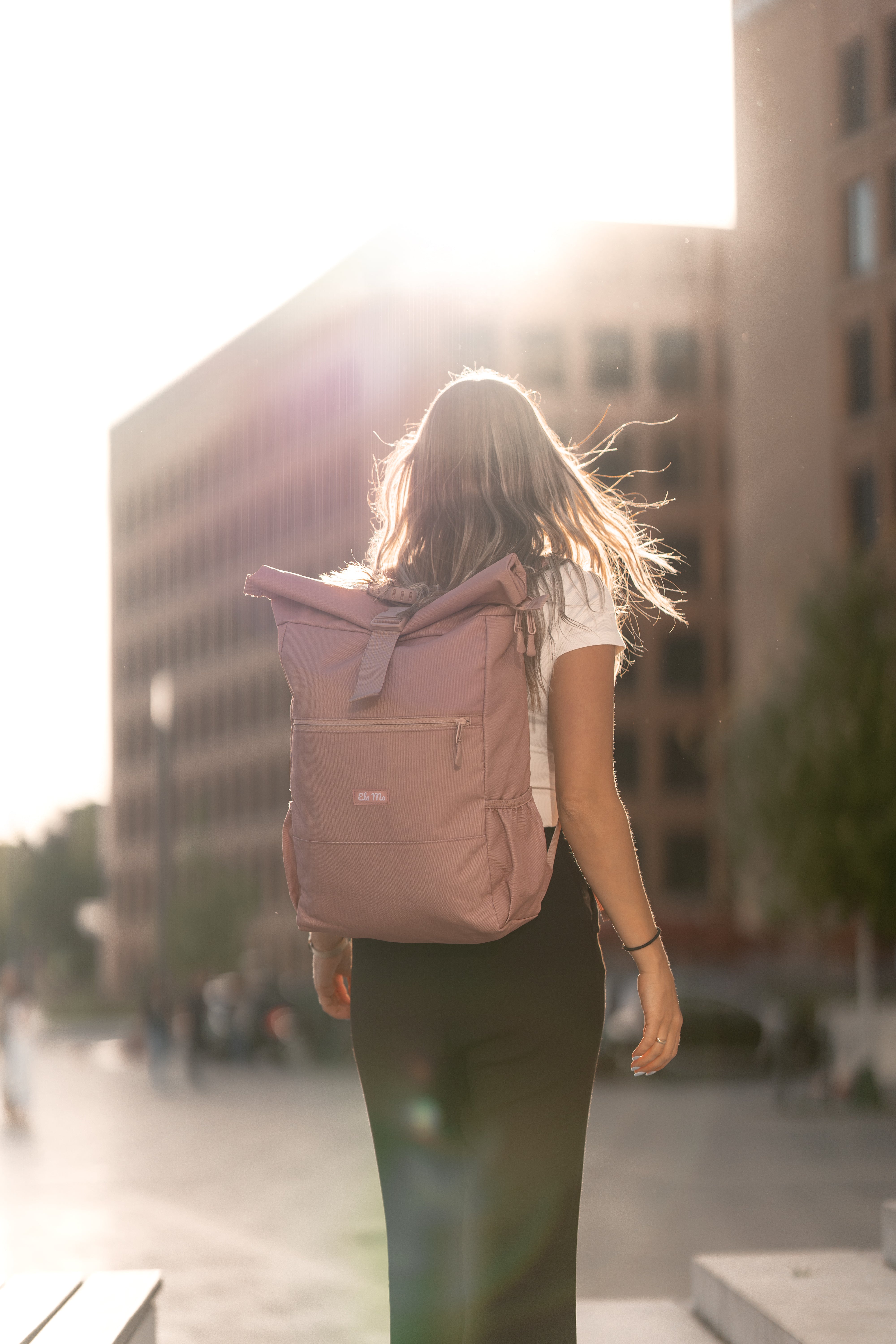 Ela Mo™ Rolltop Rucksack | Pastel Rose