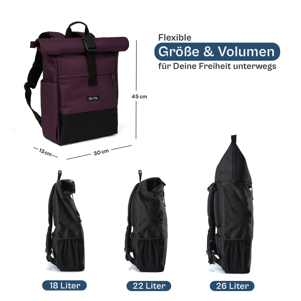 Ela Mo™ Rolltop Rucksack | Plum Reflective