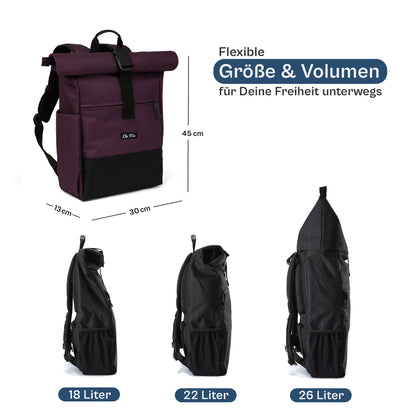 Ela Mo™ Rolltop Rucksack | Plum Reflective