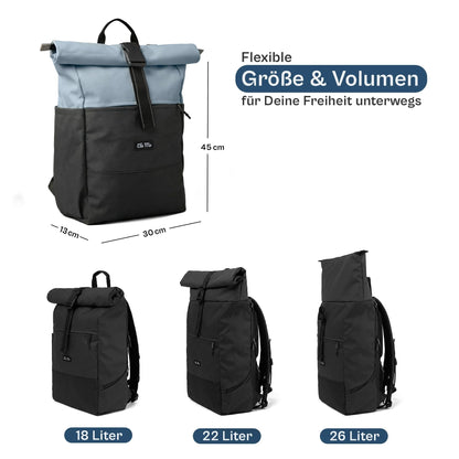 Ela Mo™ Rolltop Rucksack | Smoke Blue