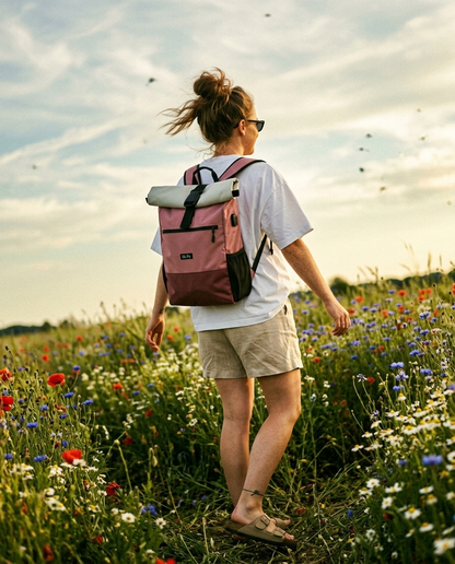 Ela Mo™ Rolltop Rucksack | Strawberry Cream