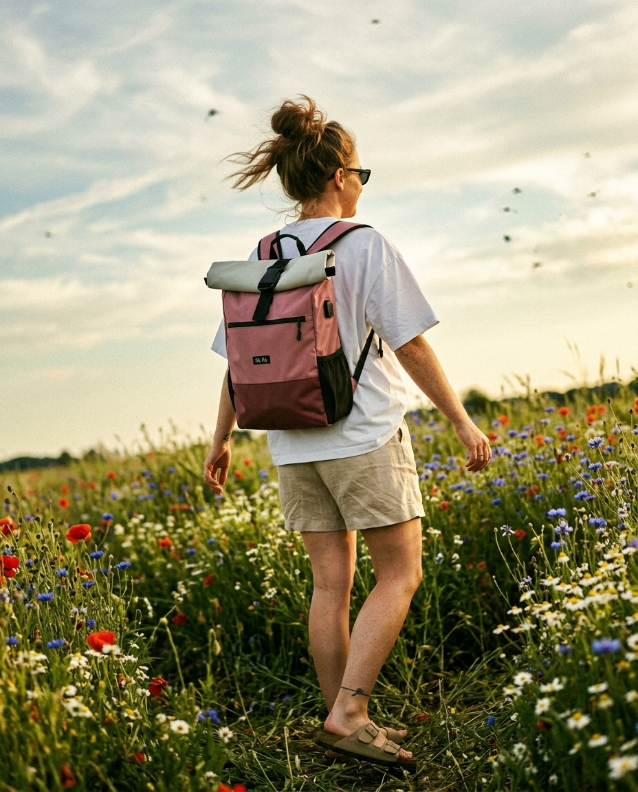 Ela Mo™ Rolltop Rucksack | Strawberry Cream