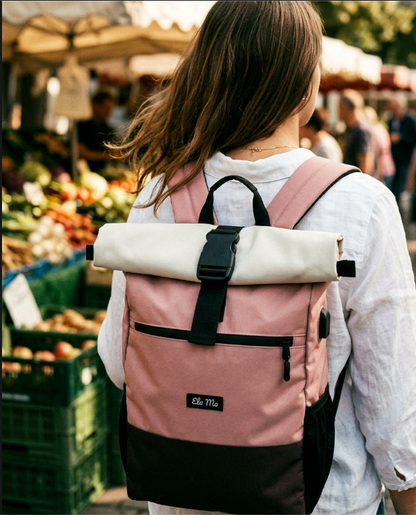 Ela Mo™ Rolltop Rucksack | Strawberry Cream